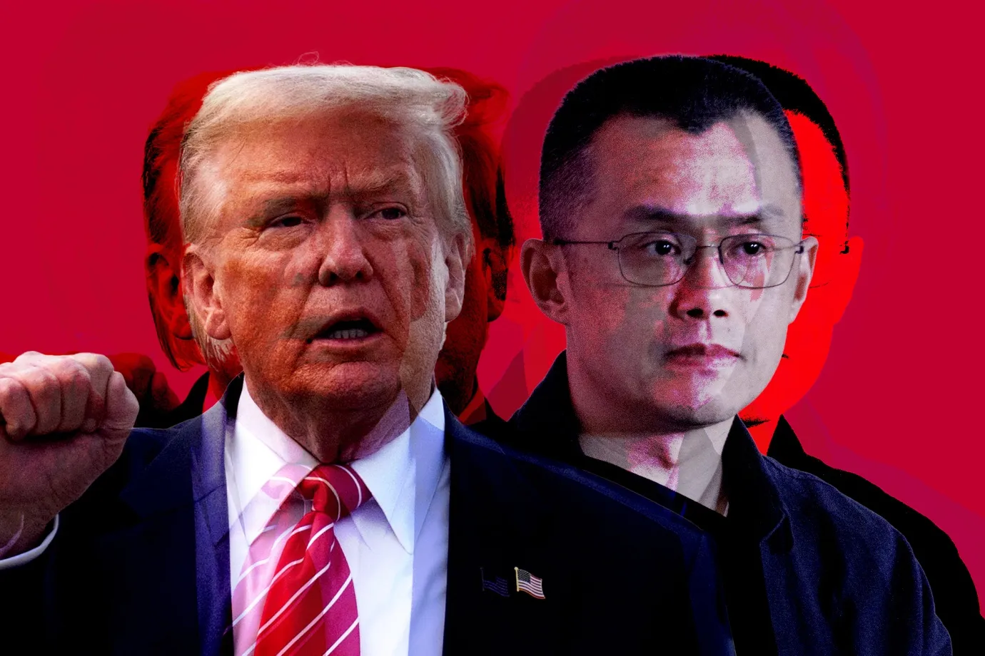Former President Donald Trump and Binance founder Changpeng Zhao, whose legal troubles were recently resolved by executive clemency.